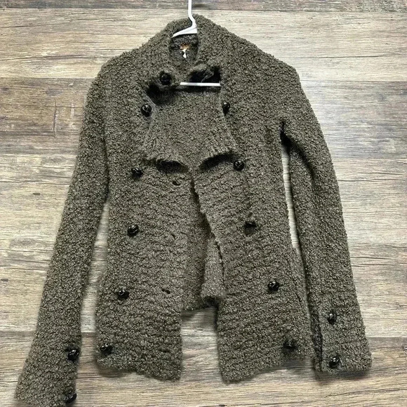 Free People Jackets & Blazers - Free People Brown Wool Blend Teddy Sweater